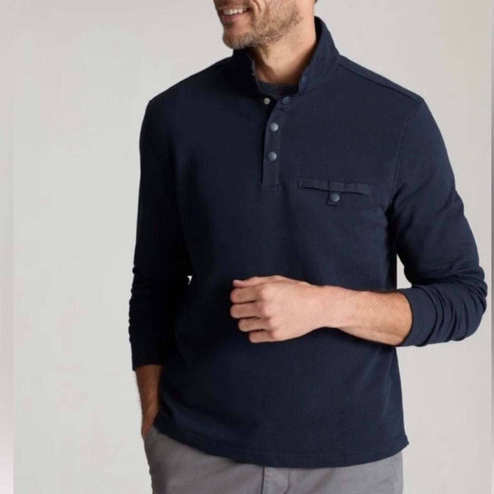 Untuckit Mens XXL Parkson Snap Fleece Pullover Sweater In Navy Blue Casual
